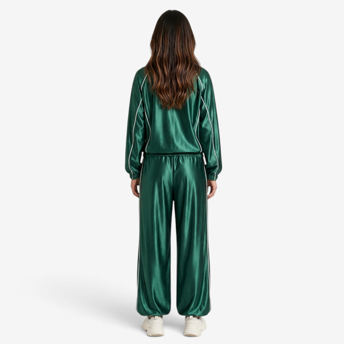 Conjunto Deportivo Satinado con Ribetes para Mujer