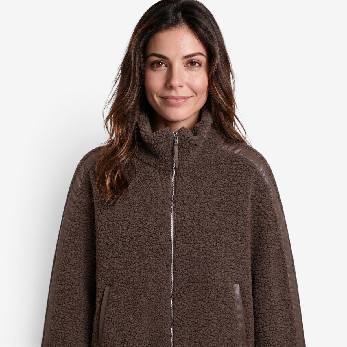 Chaqueta Borreguito con Cuello Alto para Mujer