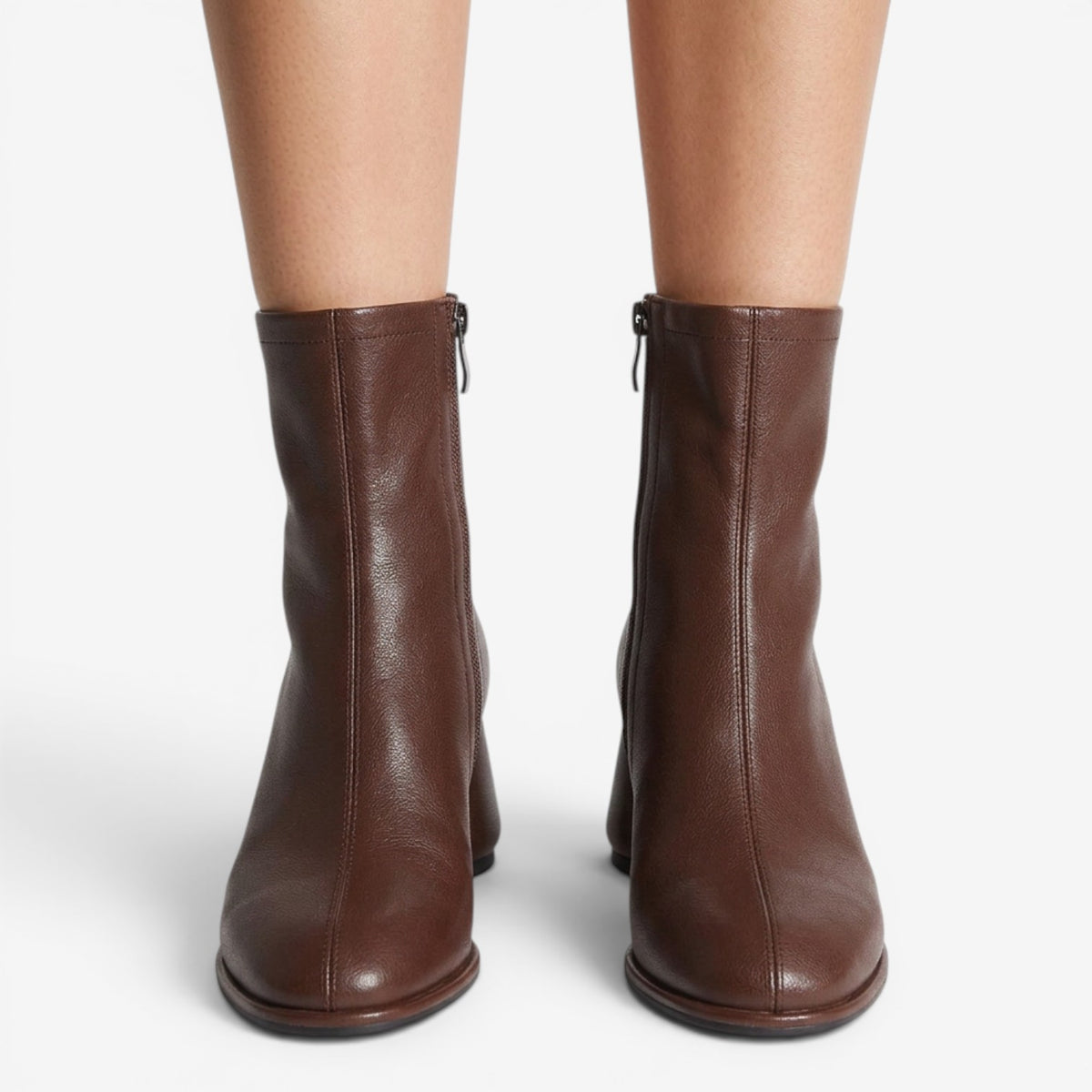 Botines de Piel con Tacón Medio