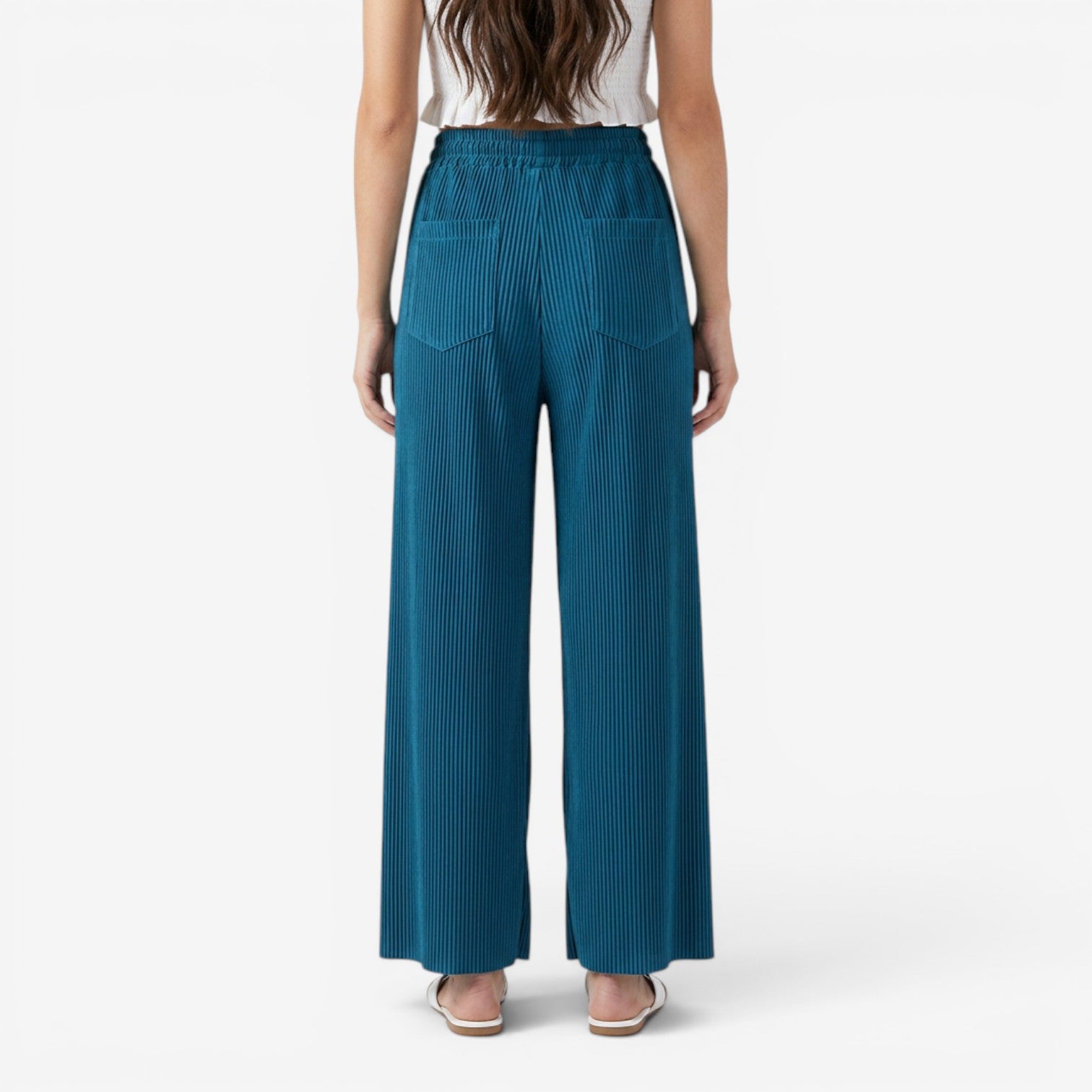 Pantalón Plisado de Pierna Ancha