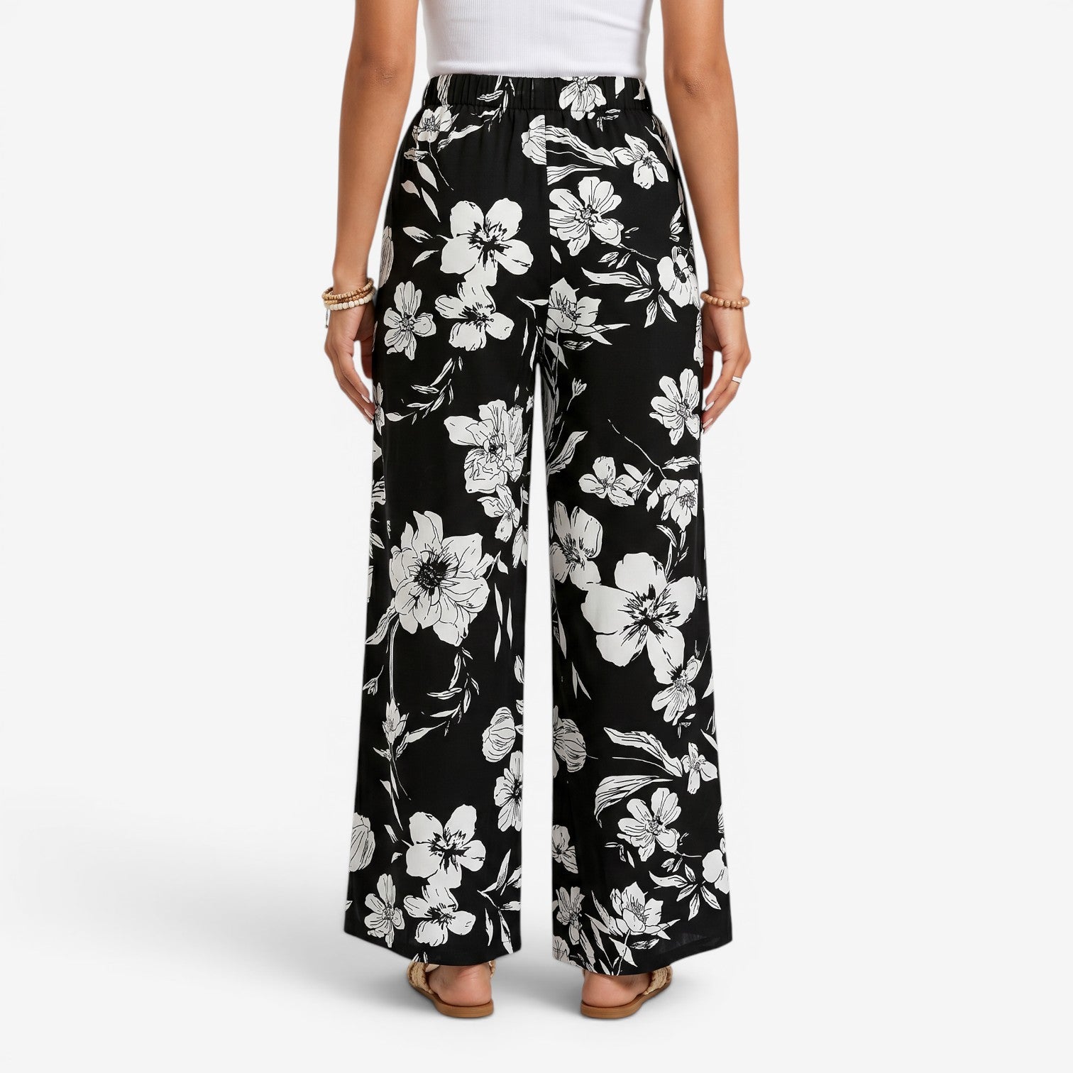 Pantalón Floral de Pierna Ancha