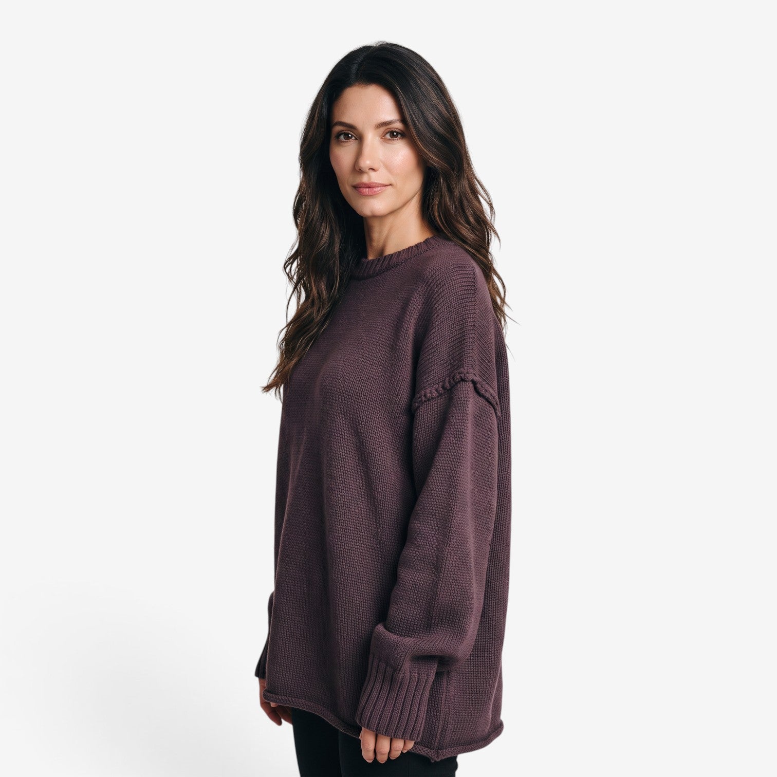Jersey Oversize de Punto con Cuello Redondo para Mujer