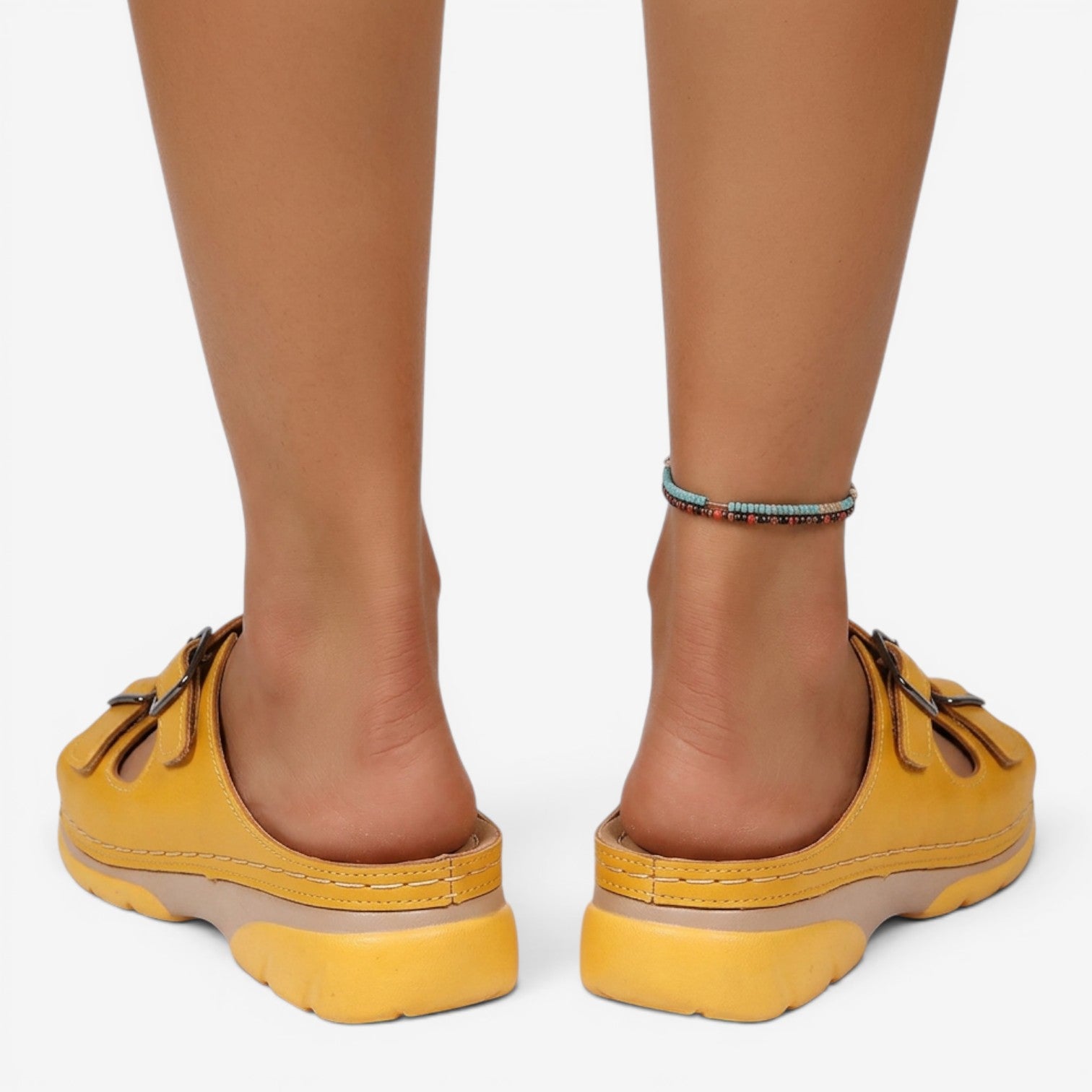 Sandalias Mule de Cuña con Doble Hebilla