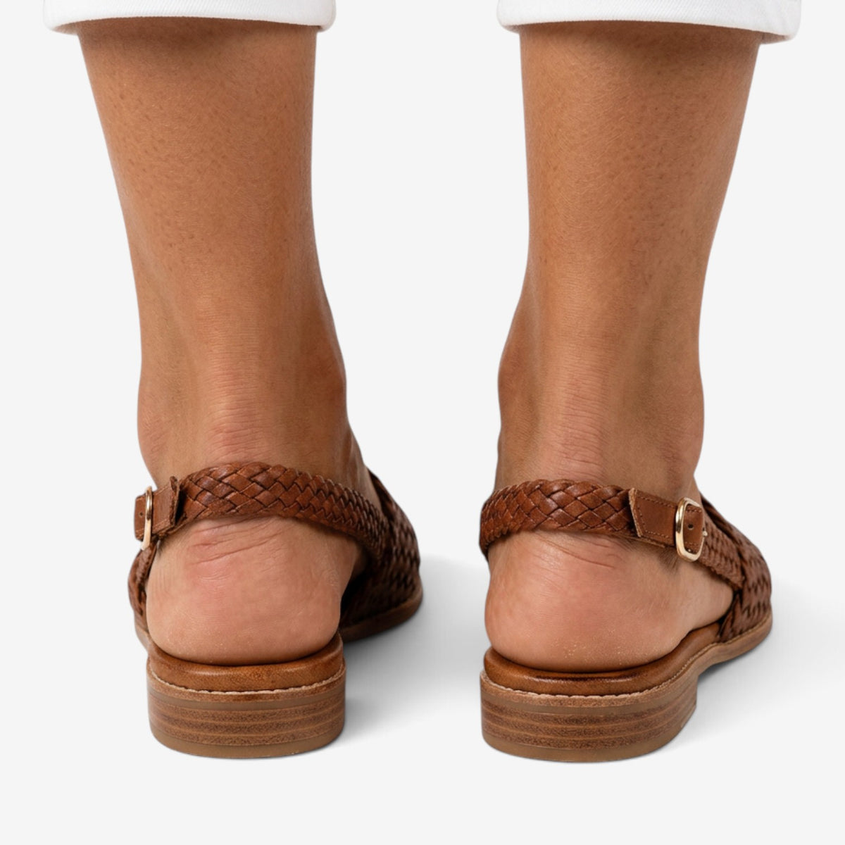 Sandalias Planas Trenzadas con Hebilla para Mujer
