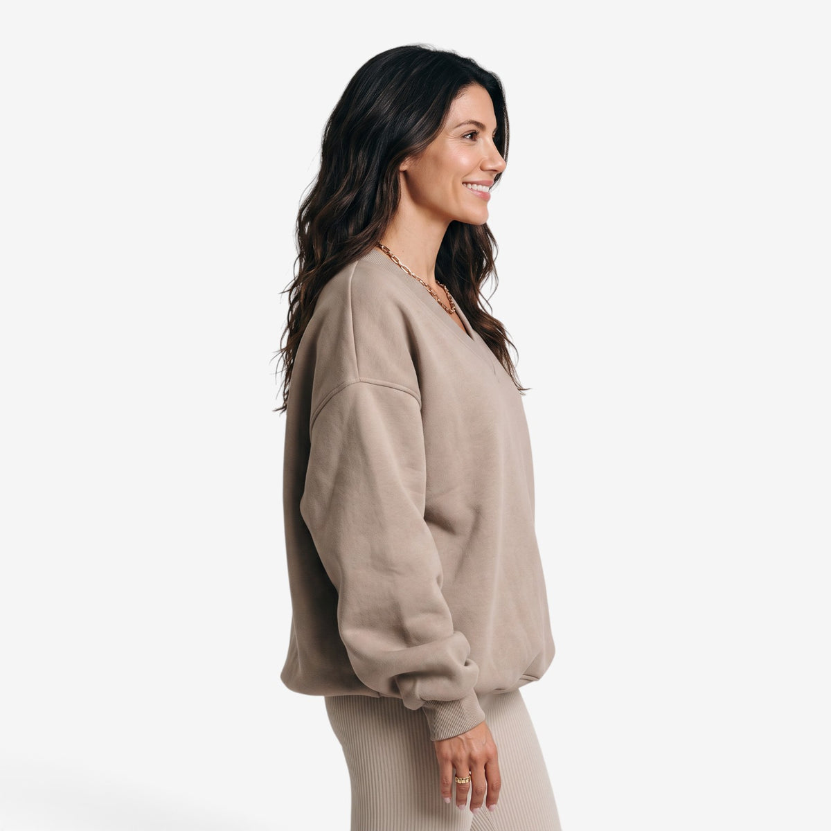 Sudadera Oversize con Cuello de Pico para Mujer