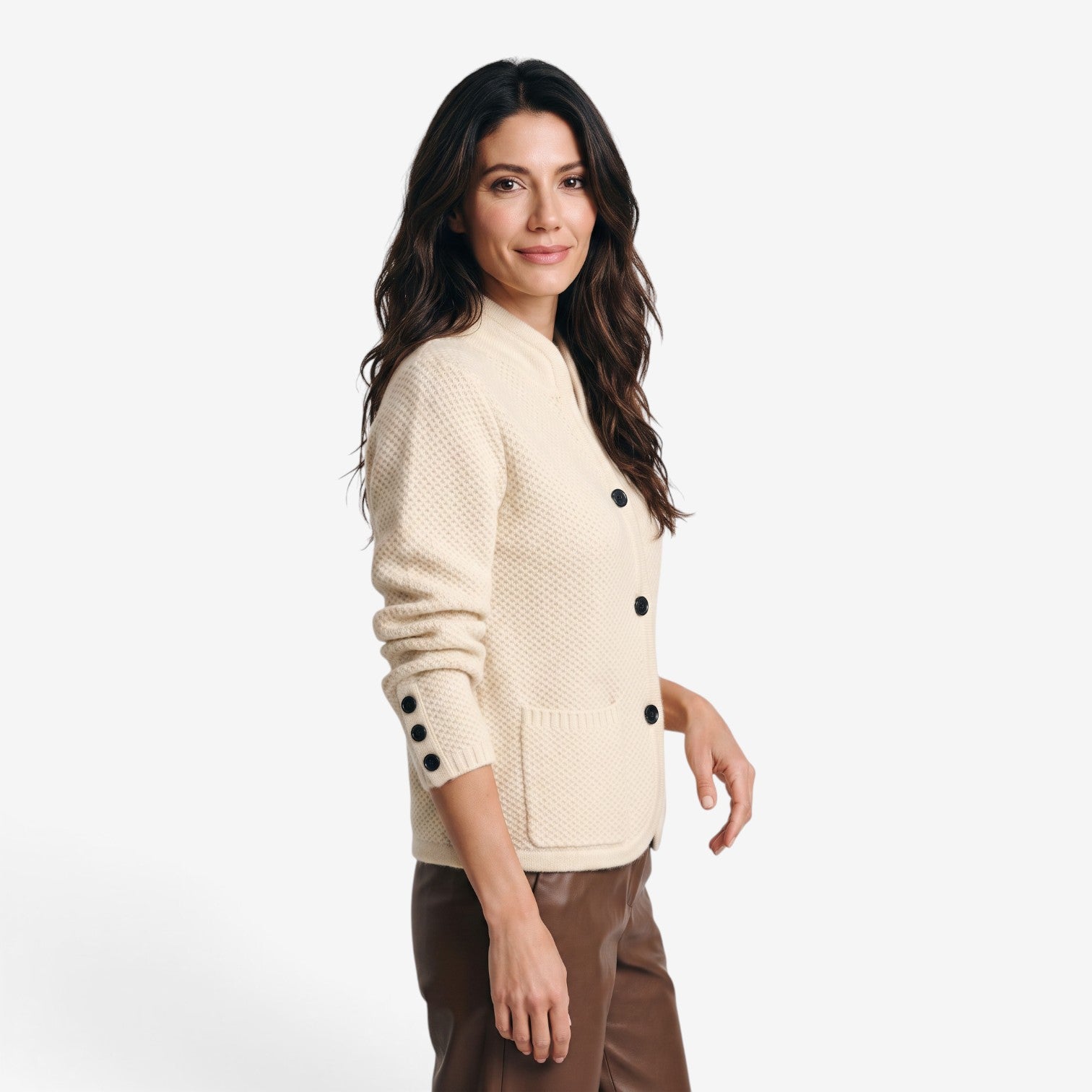 Cárdigan de Punto con Cuello Mao para Mujer