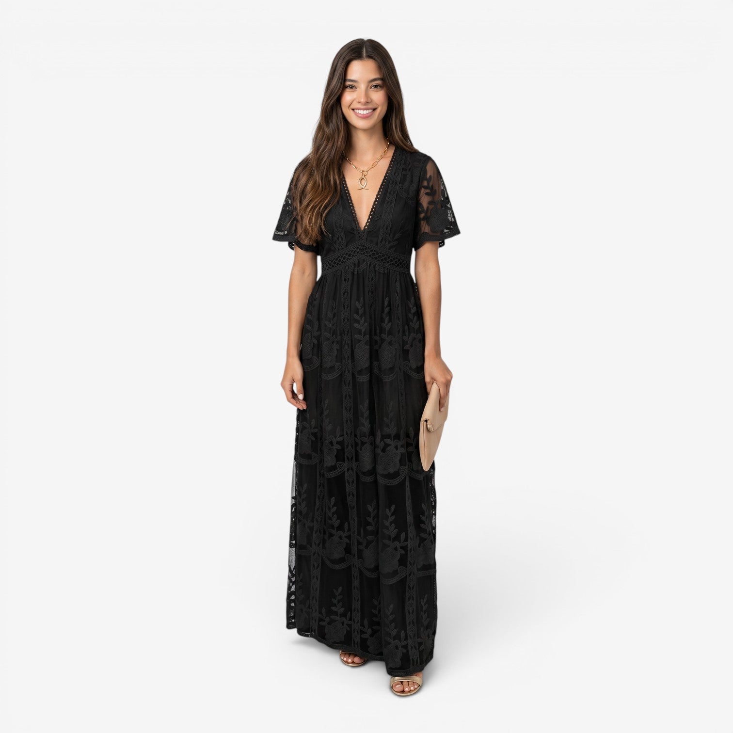 Vestido de Chifón con Encaje