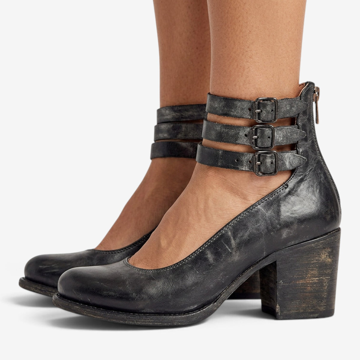 Zapatos de Tacón con Triple Hebilla para Mujer
