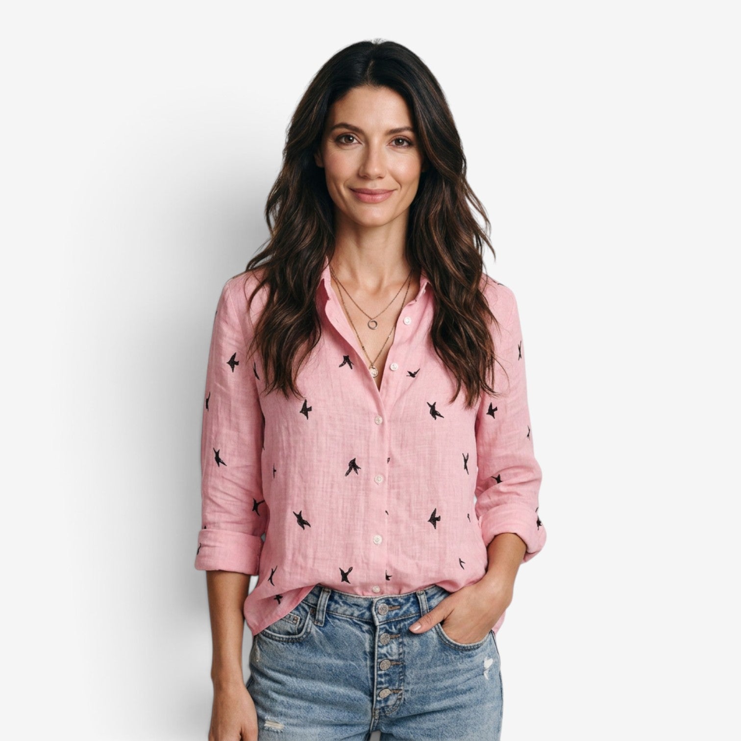 Camisa con Estampado de Pájaros para Mujer