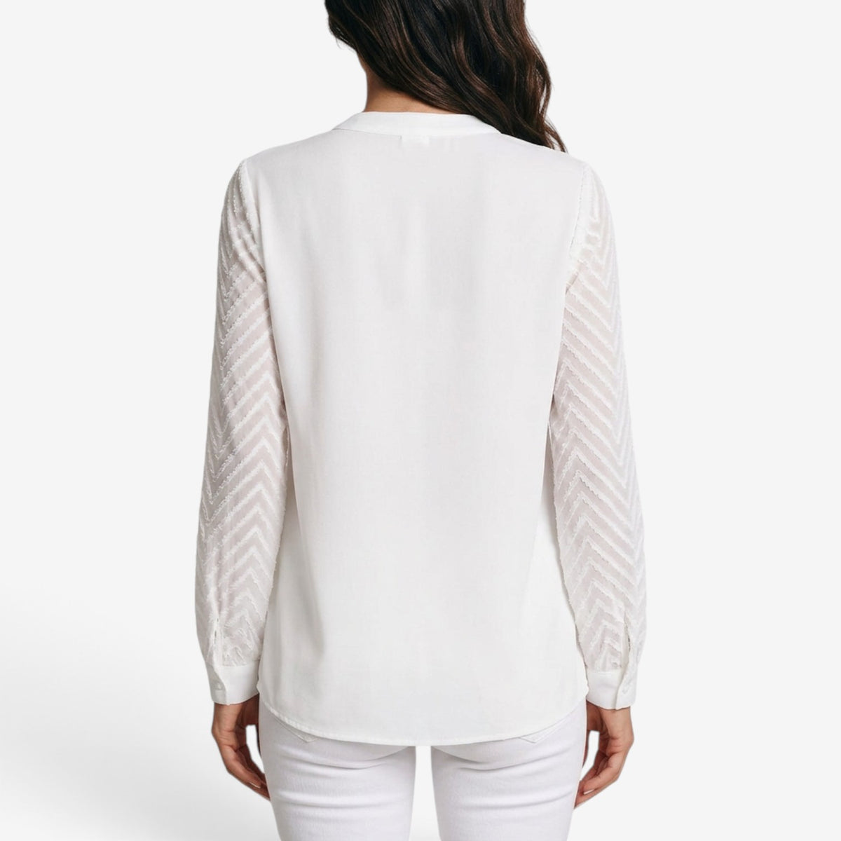 Blusa con Mangas de Gasa y Cuello en V para Mujer