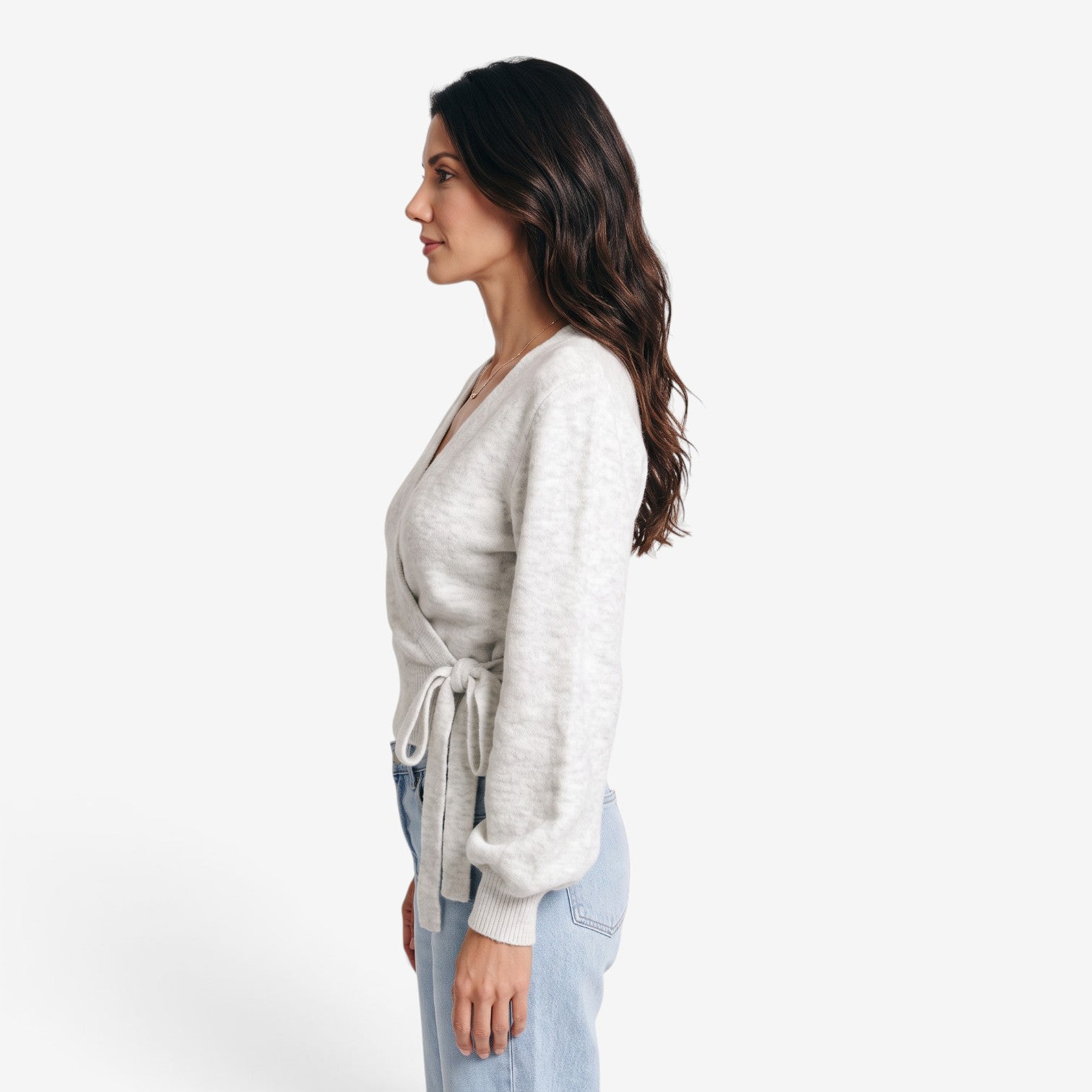 Jersey Cruzado de Punto con Lazo para Mujer