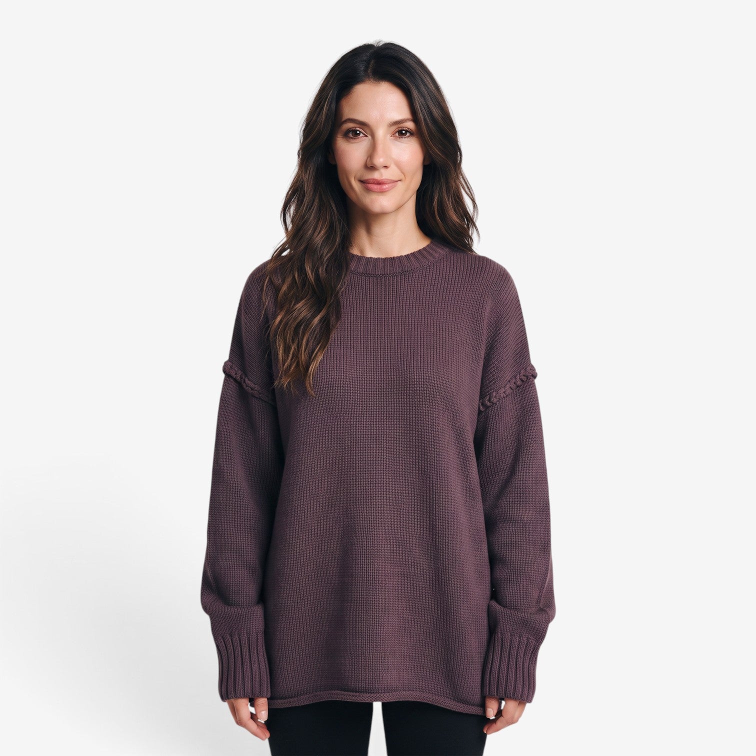 Jersey Oversize de Punto con Cuello Redondo para Mujer