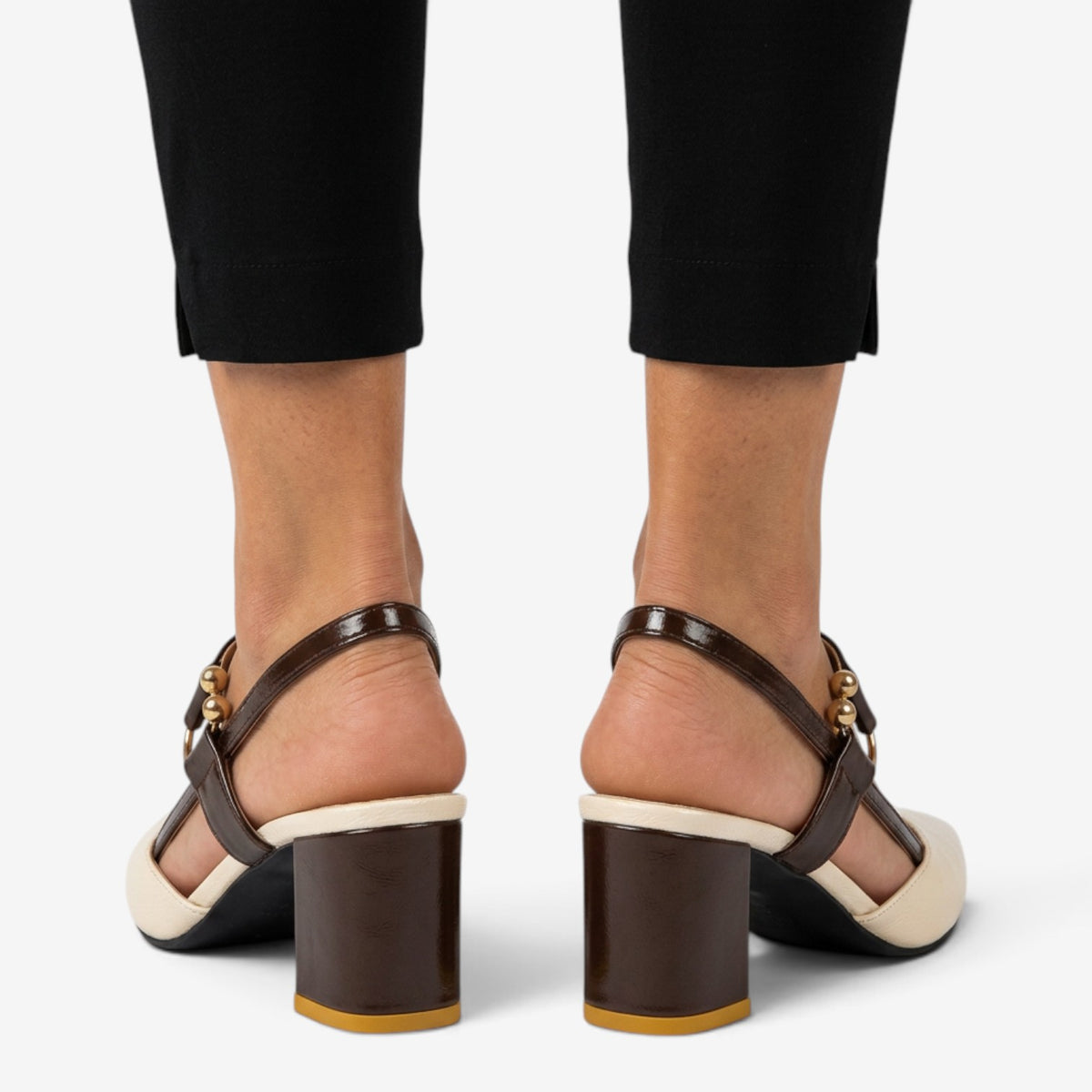 Zapatos Slingback Bicolor con Tacón para Mujer