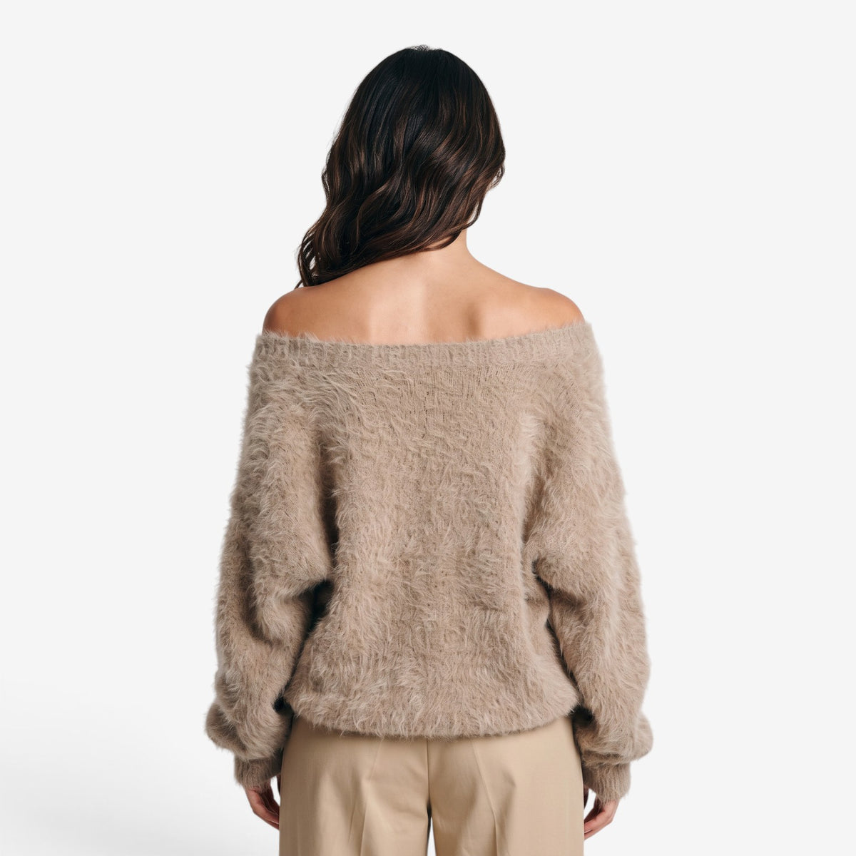 Cárdigan de Punto Efecto Pelo para Mujer