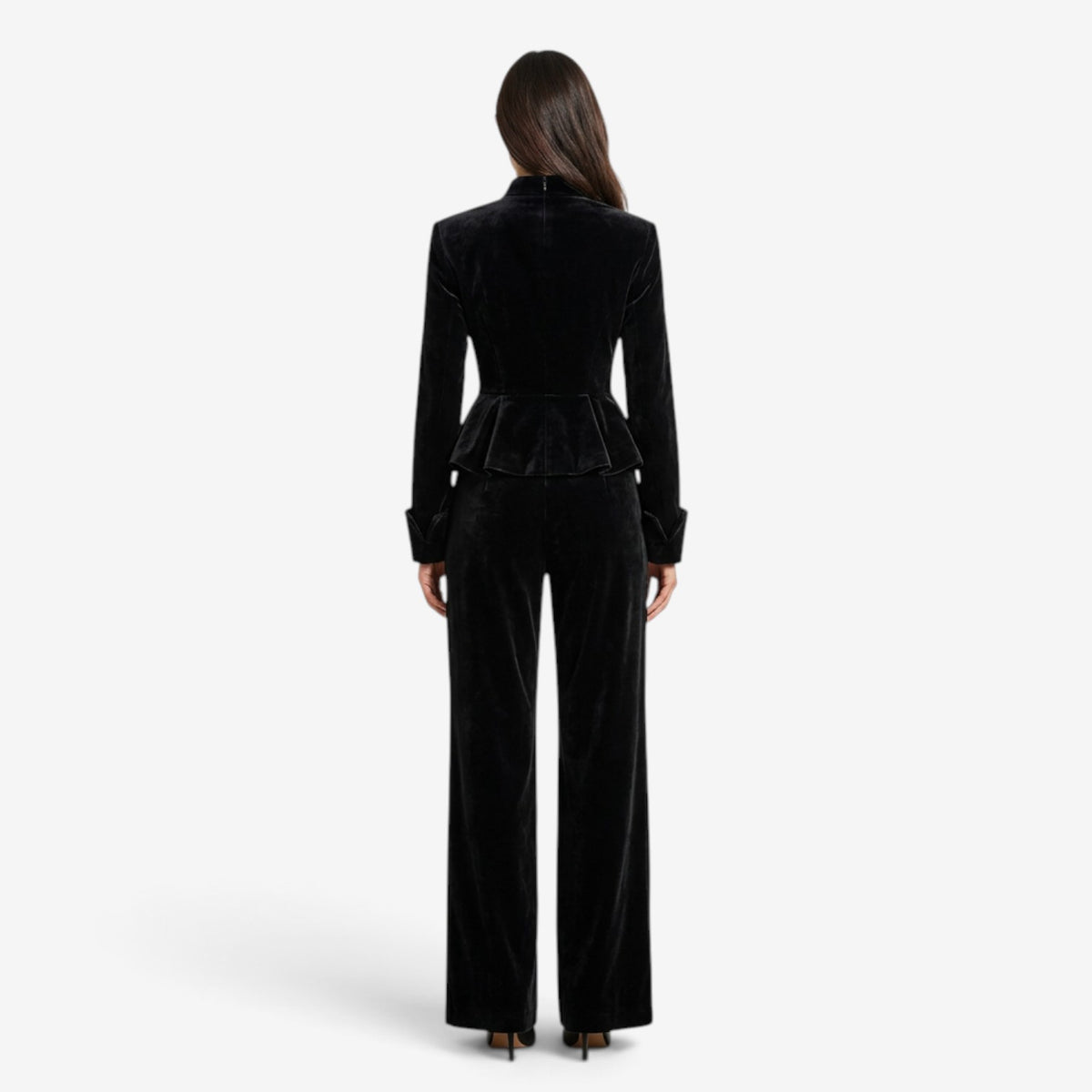 Conjunto de Terciopelo con Top Peplum para Mujer