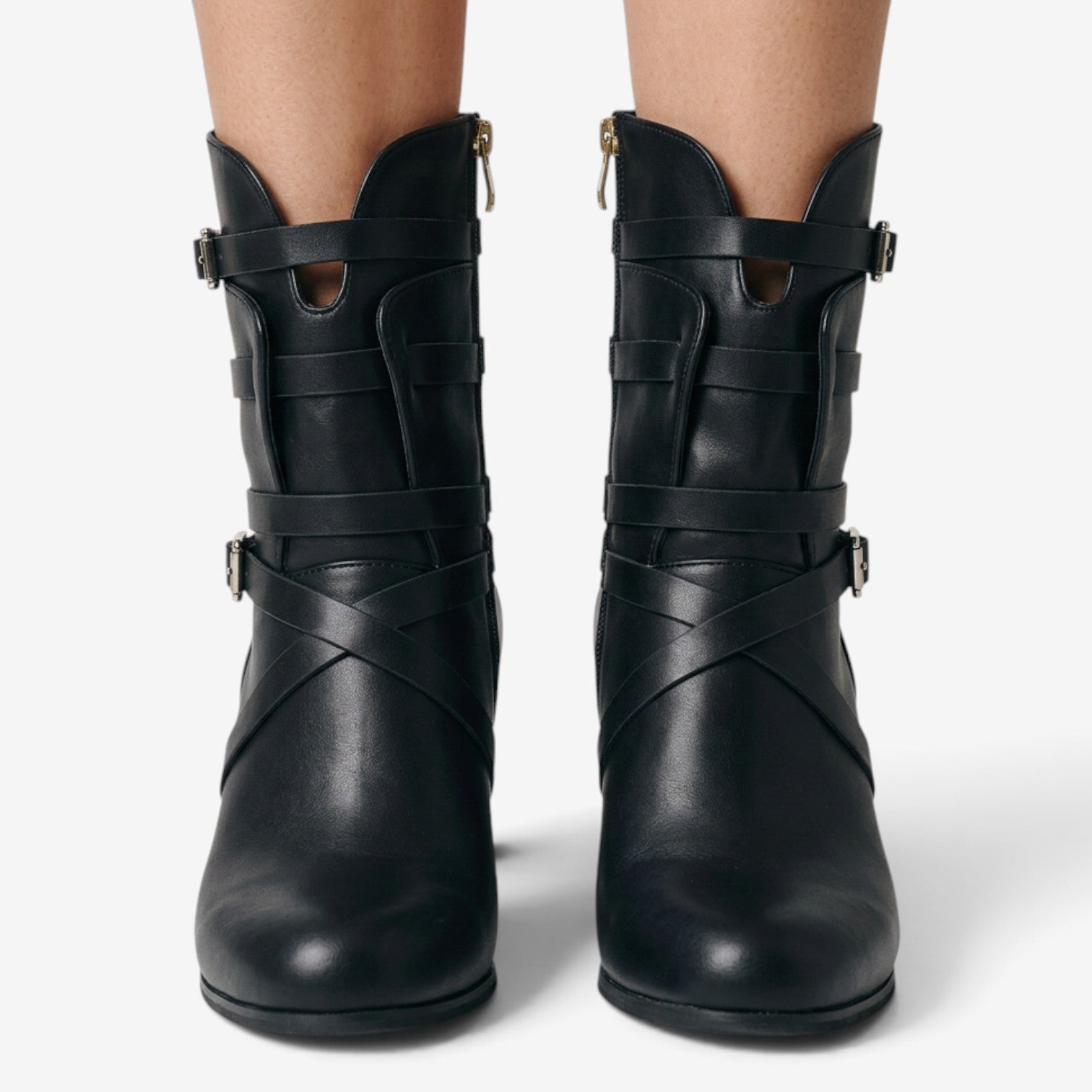 Botines de Cuero con Hebillas para Mujer