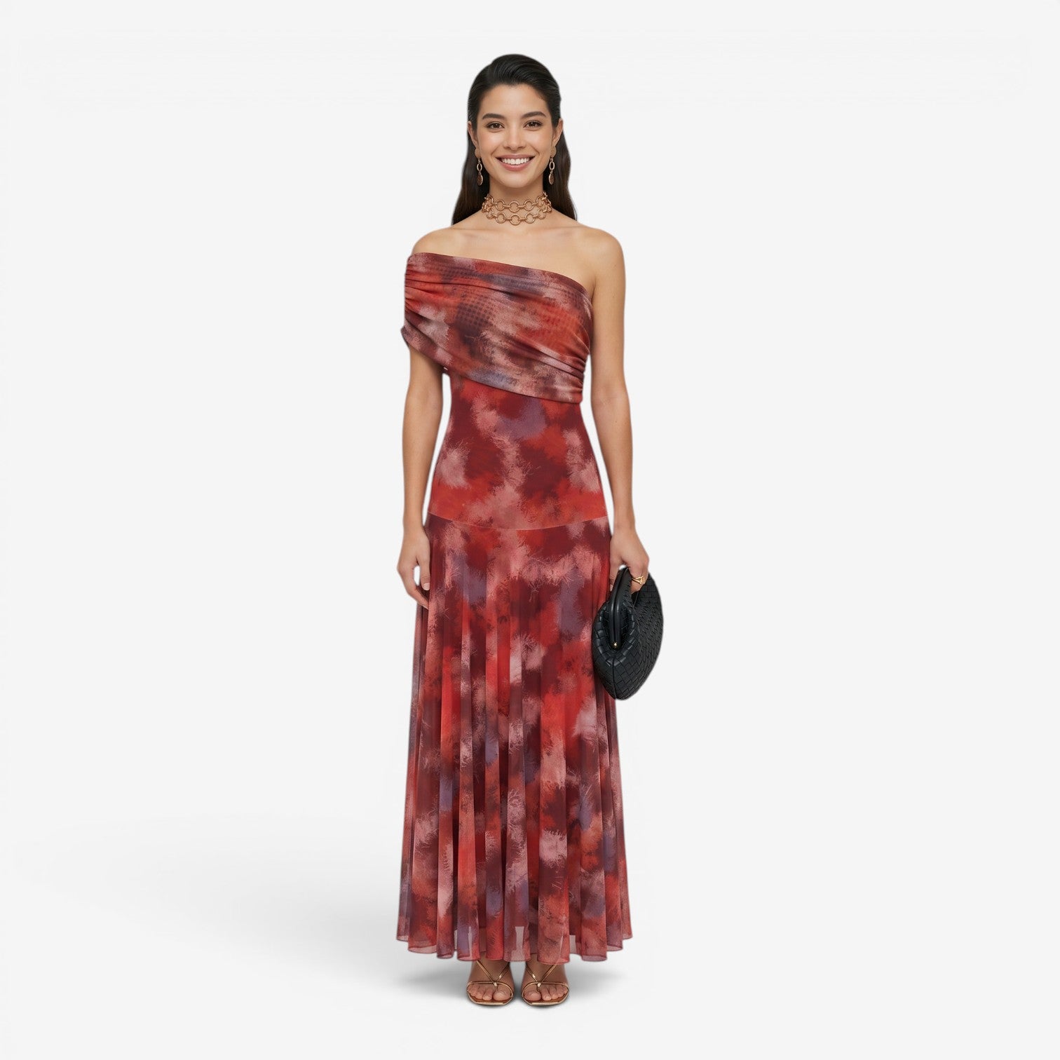 Vestido Floral de Cintura Alta para Mujer