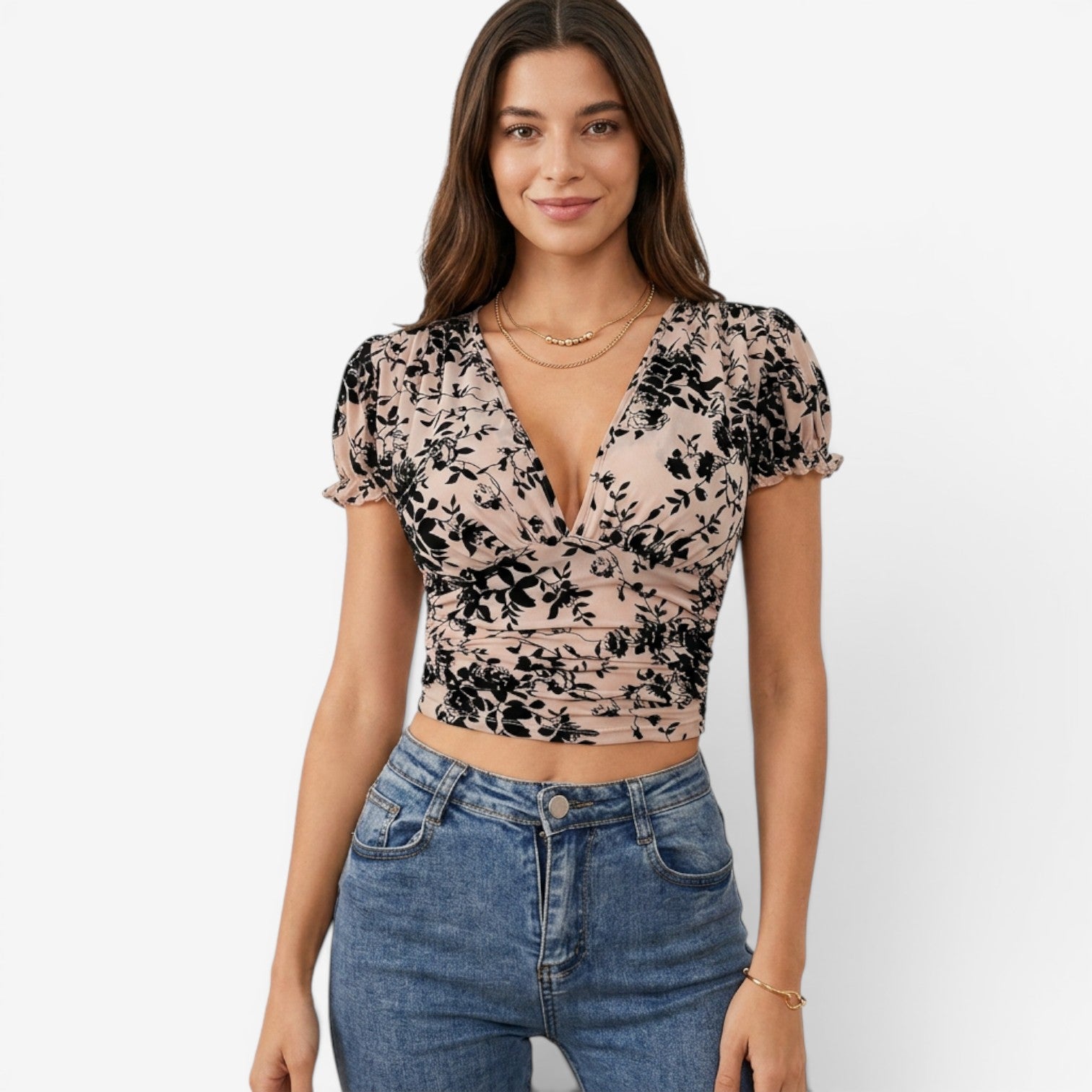 Top Ajustado con Cuello en V para Mujer