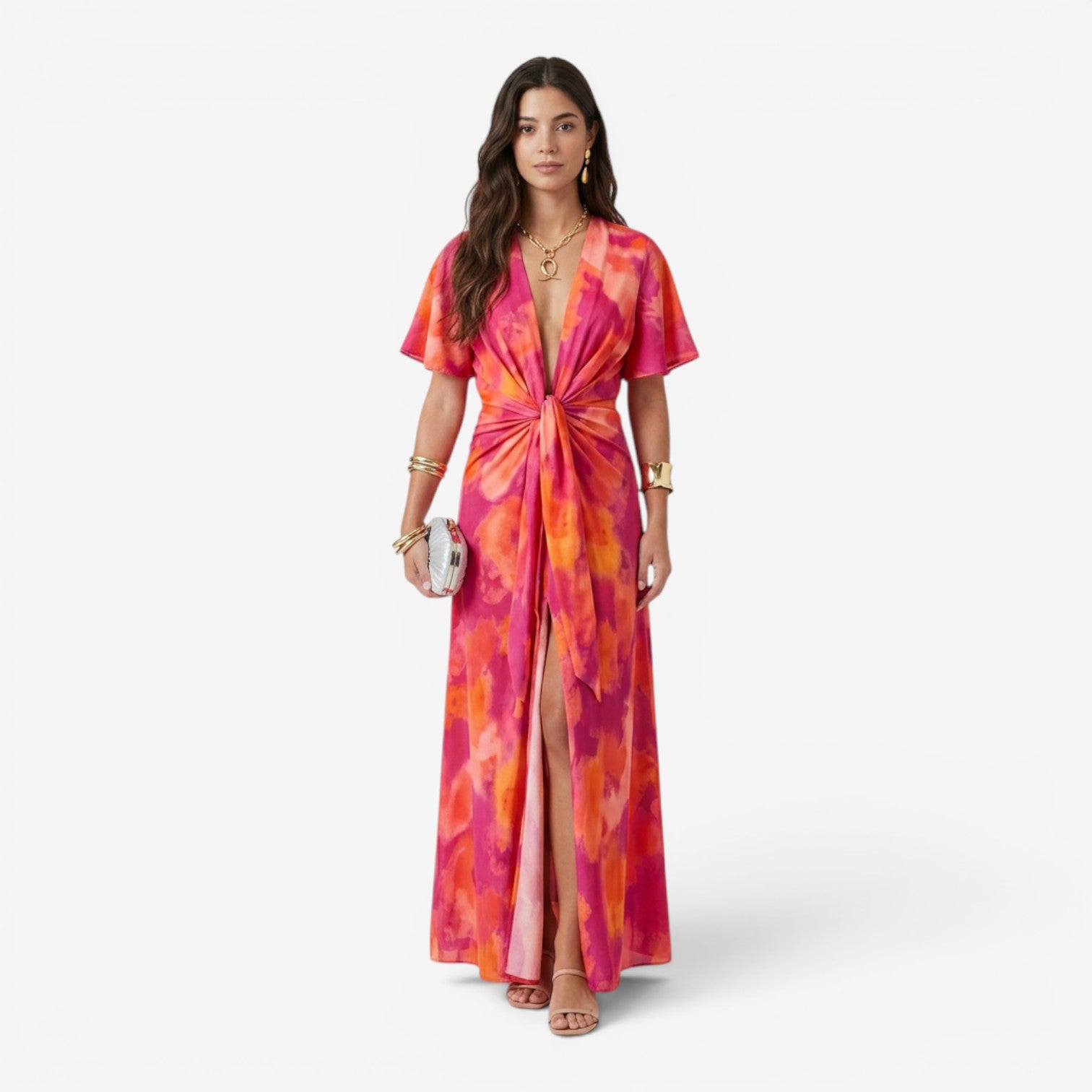 Vestido Floral con Cuello en V