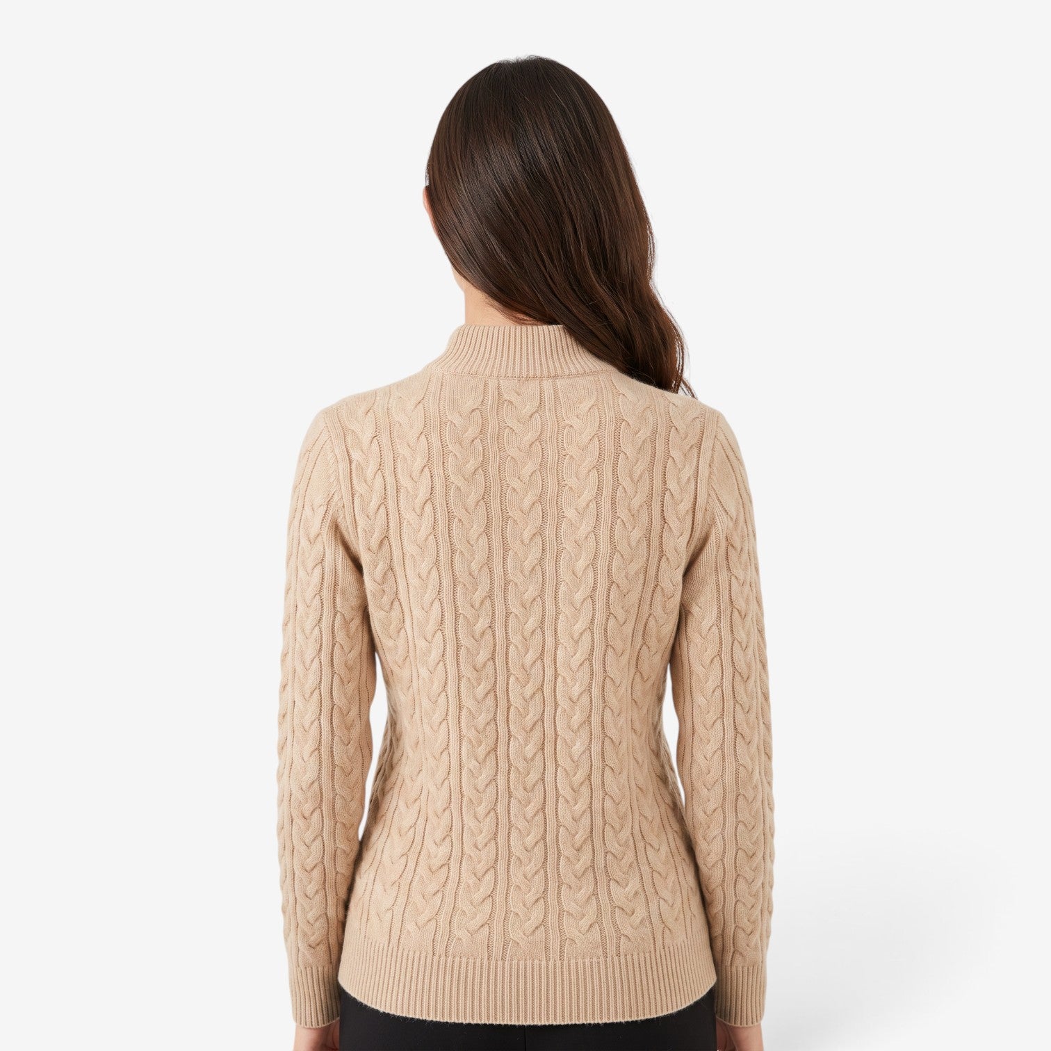 Jersey de Punto Trenzado con Cuello Alto para Mujer