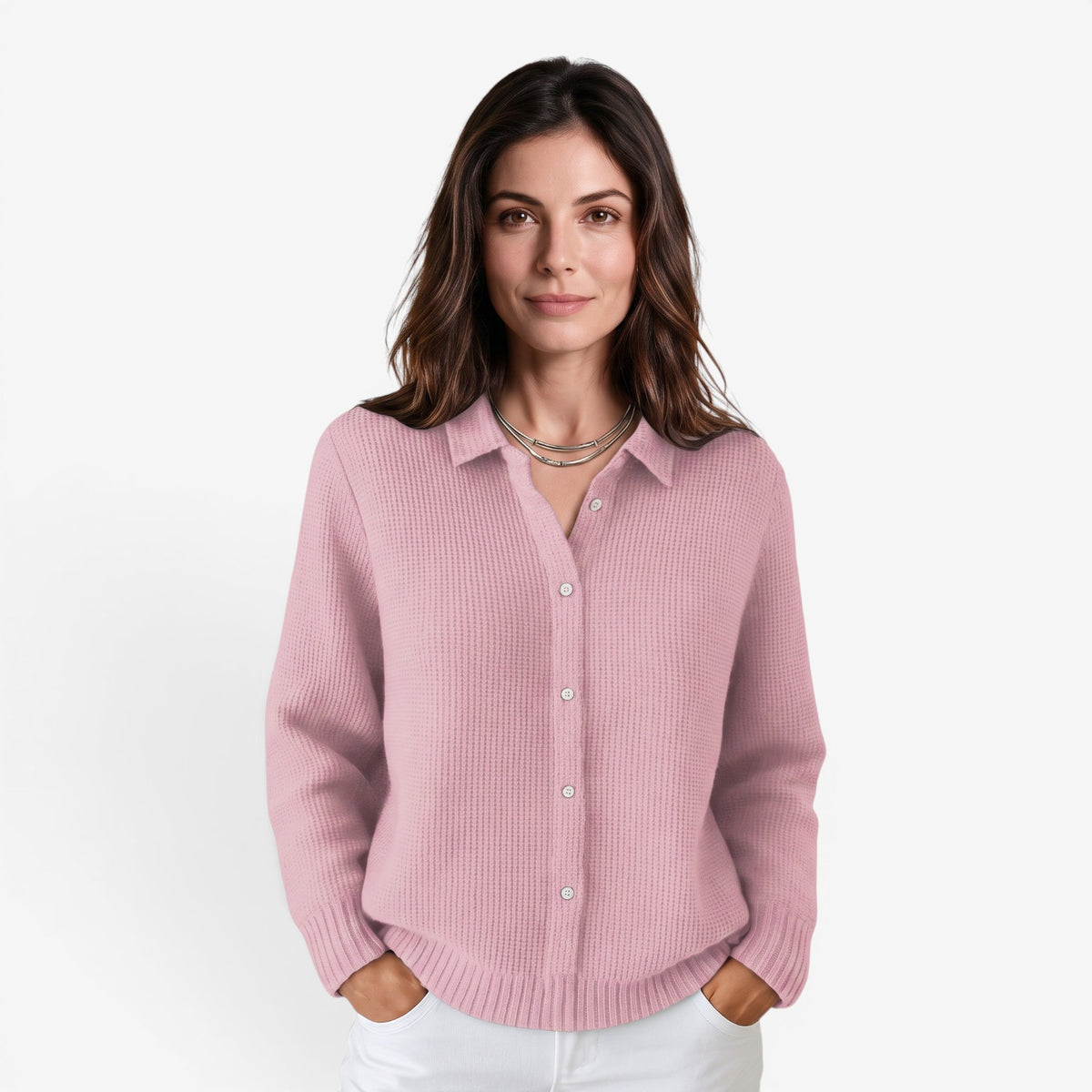 Jersey de Punto con Cuello Solapa Mujer