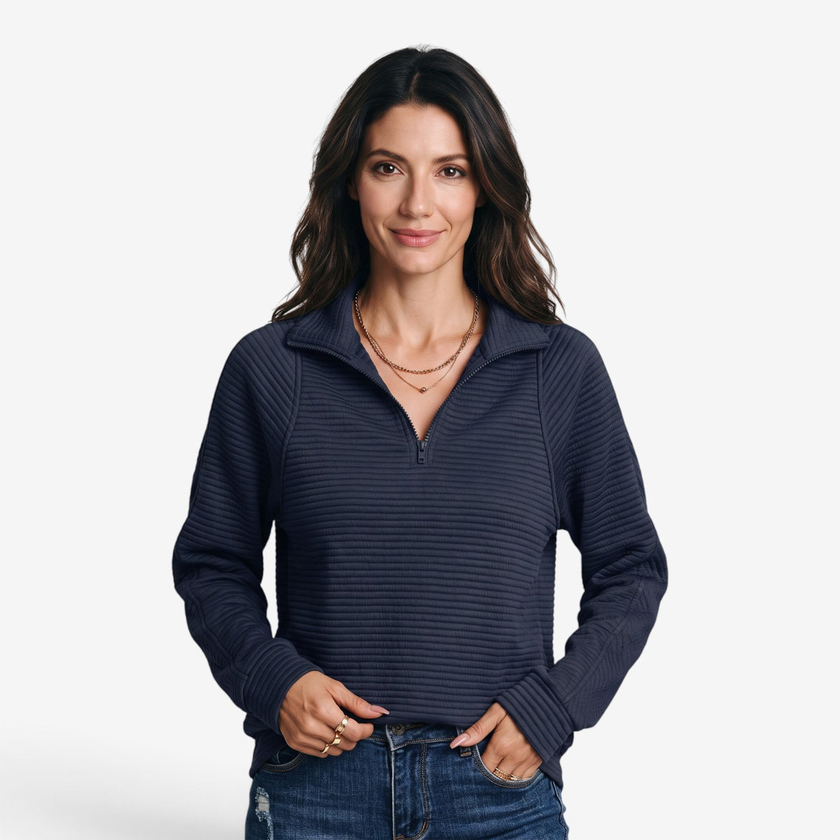 Sudadera con Cuello Alto y Cremallera
