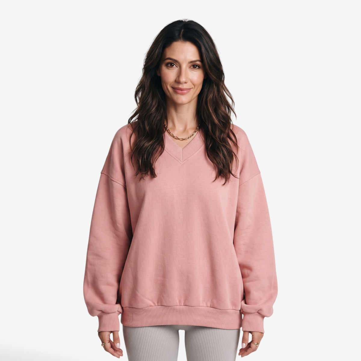 Sudadera Oversize con Cuello de Pico para Mujer