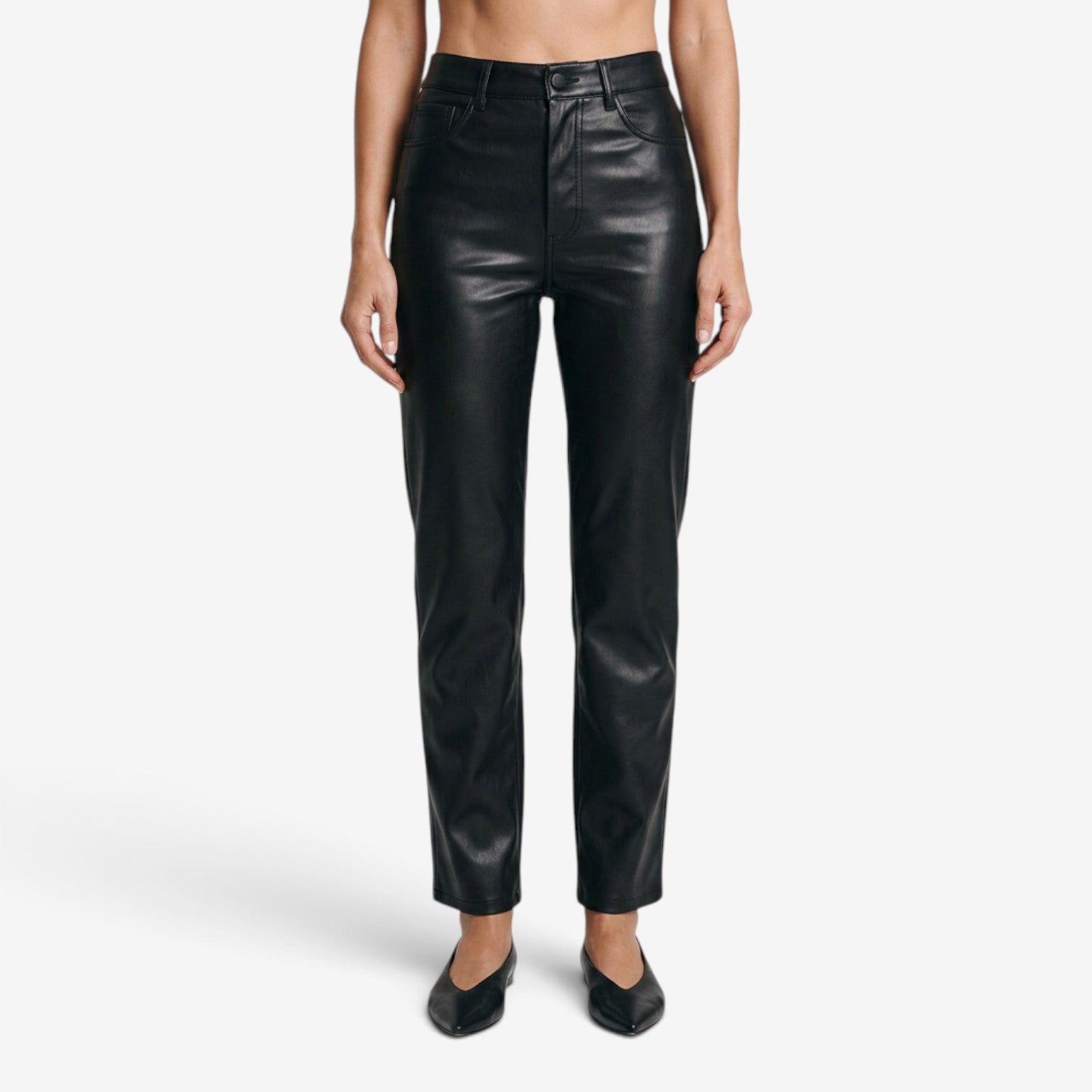 Pantalón Recto de Cuero para Mujer