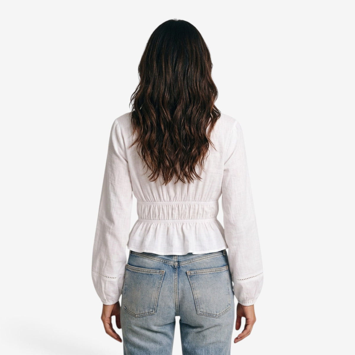 Blusa con Escote en V y Volantes para Mujer