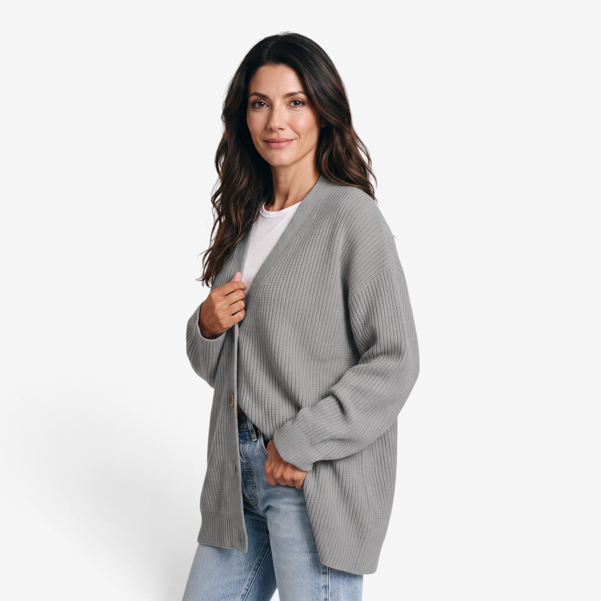 Cárdigan Oversize de Punto con Botones para Mujer