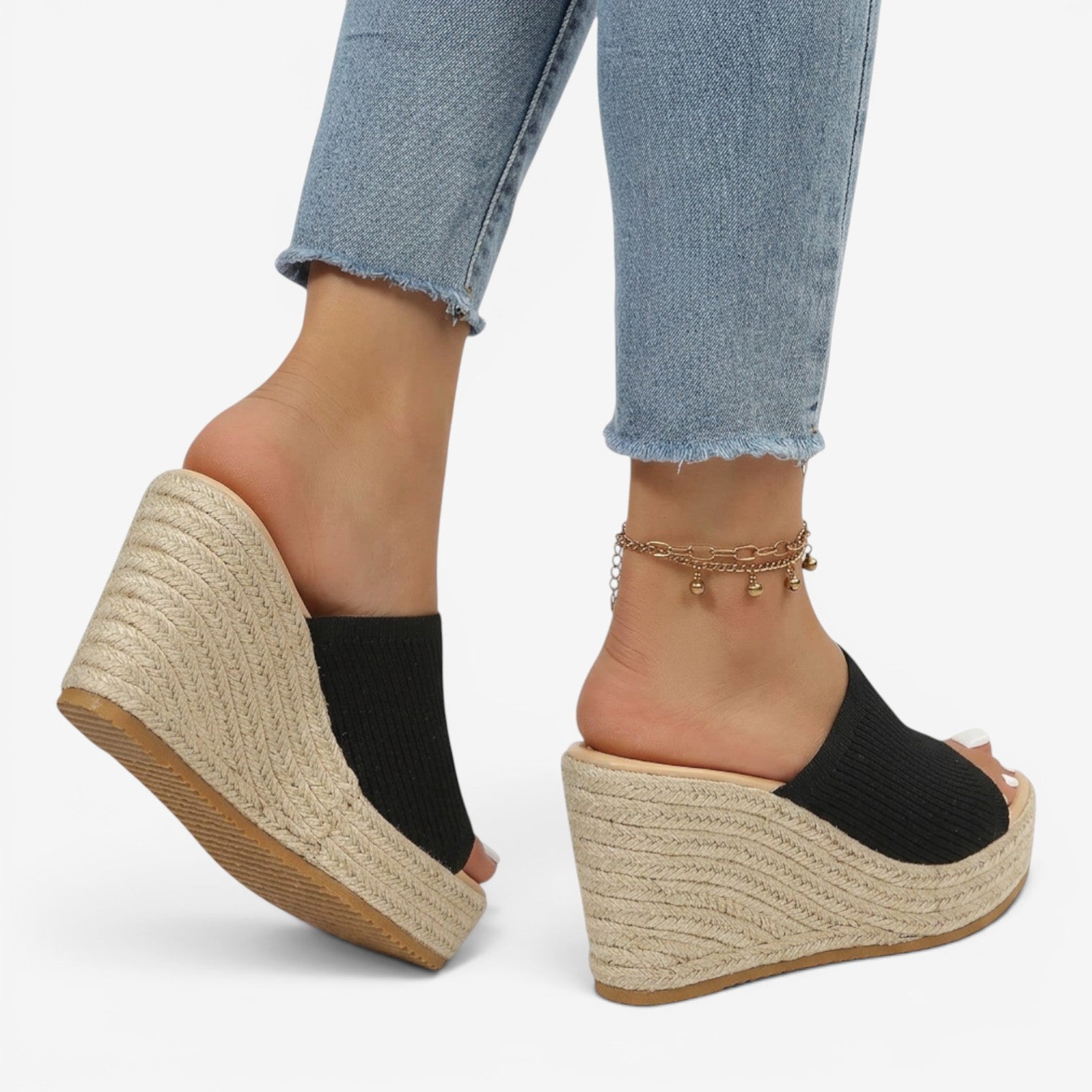 Sandalias de Cuña Peep Toe Mujer