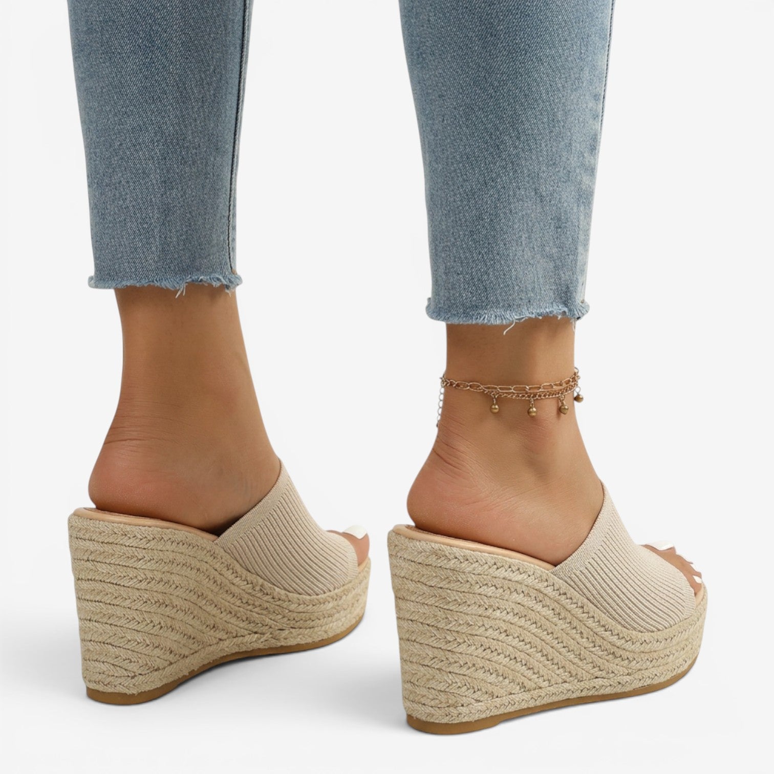 Sandalias de Cuña Peep Toe Mujer