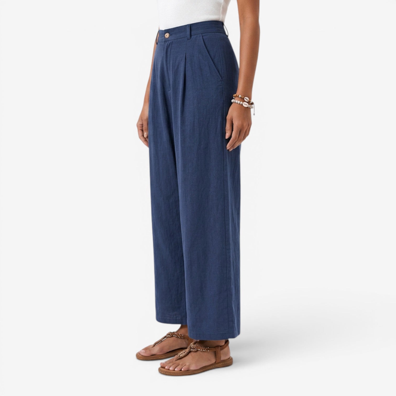 Pantalón de Lino Pierna Ancha para Mujer