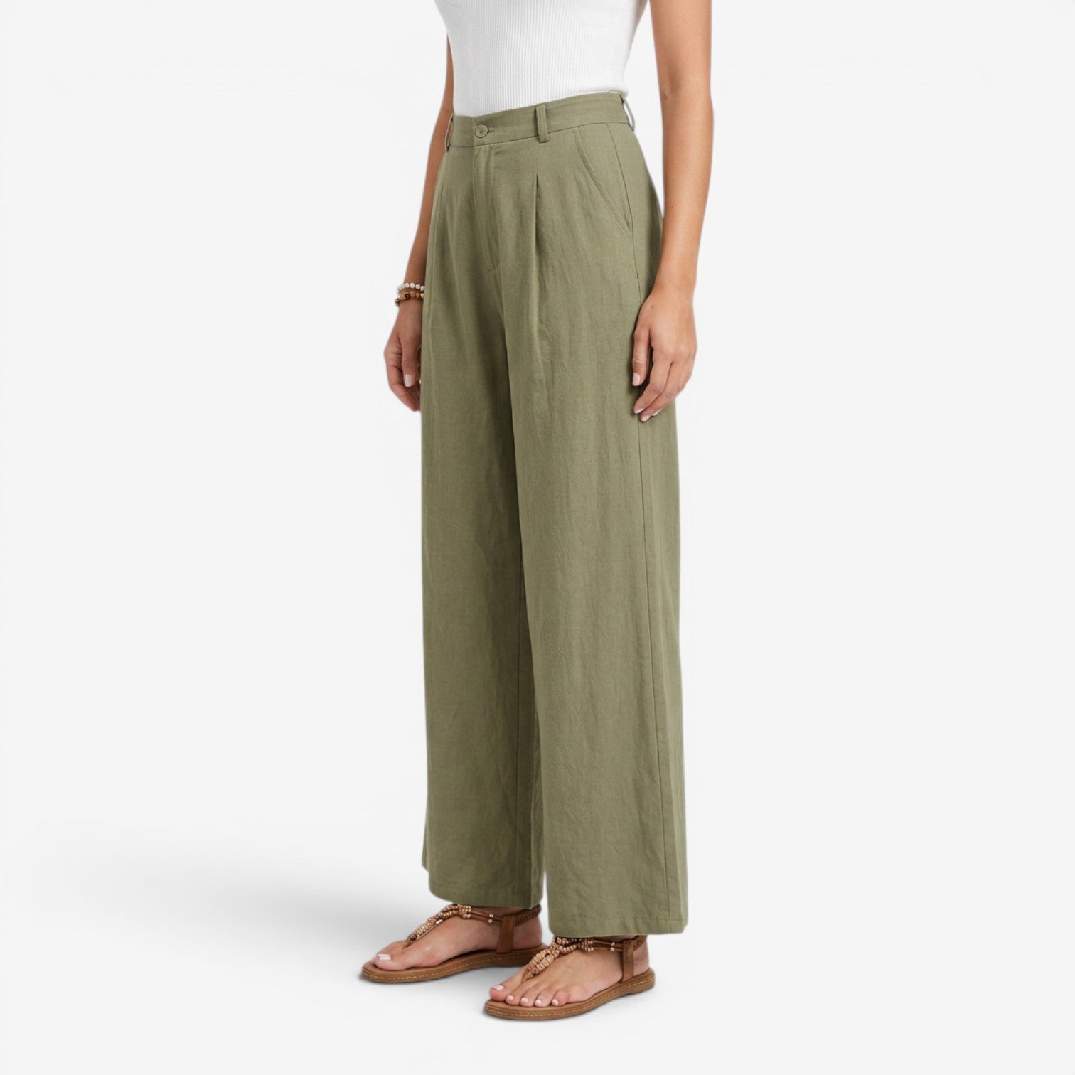 Pantalón de Lino Pierna Ancha para Mujer