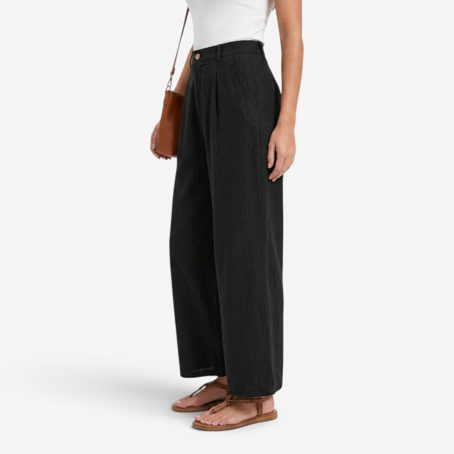 Pantalón de Lino Pierna Ancha para Mujer